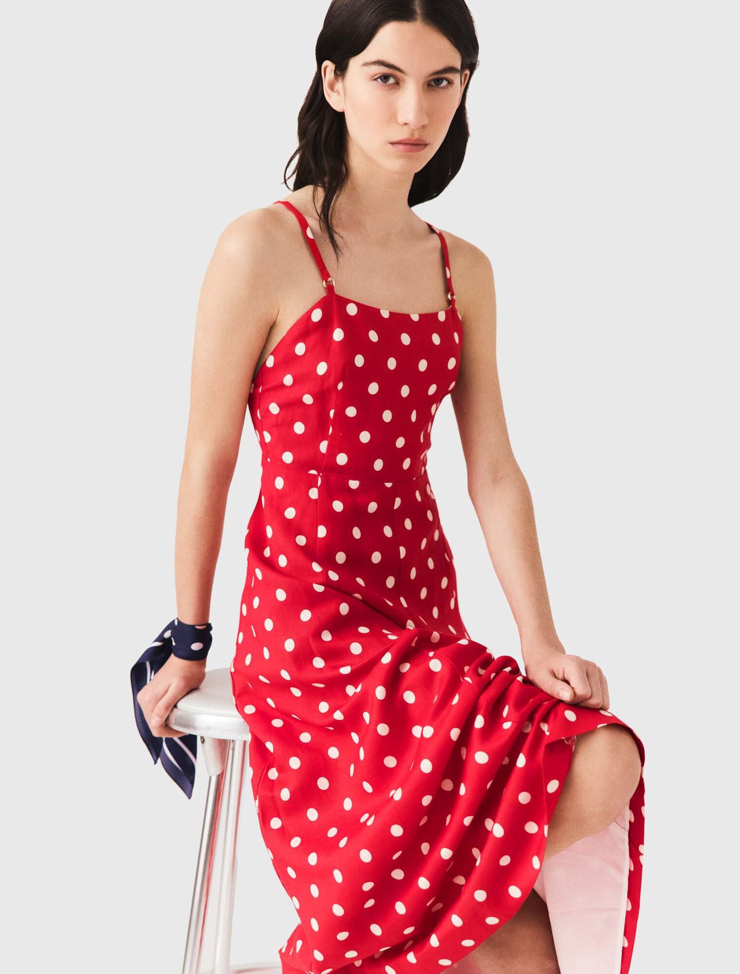 Backless linen-blend maxi dress
