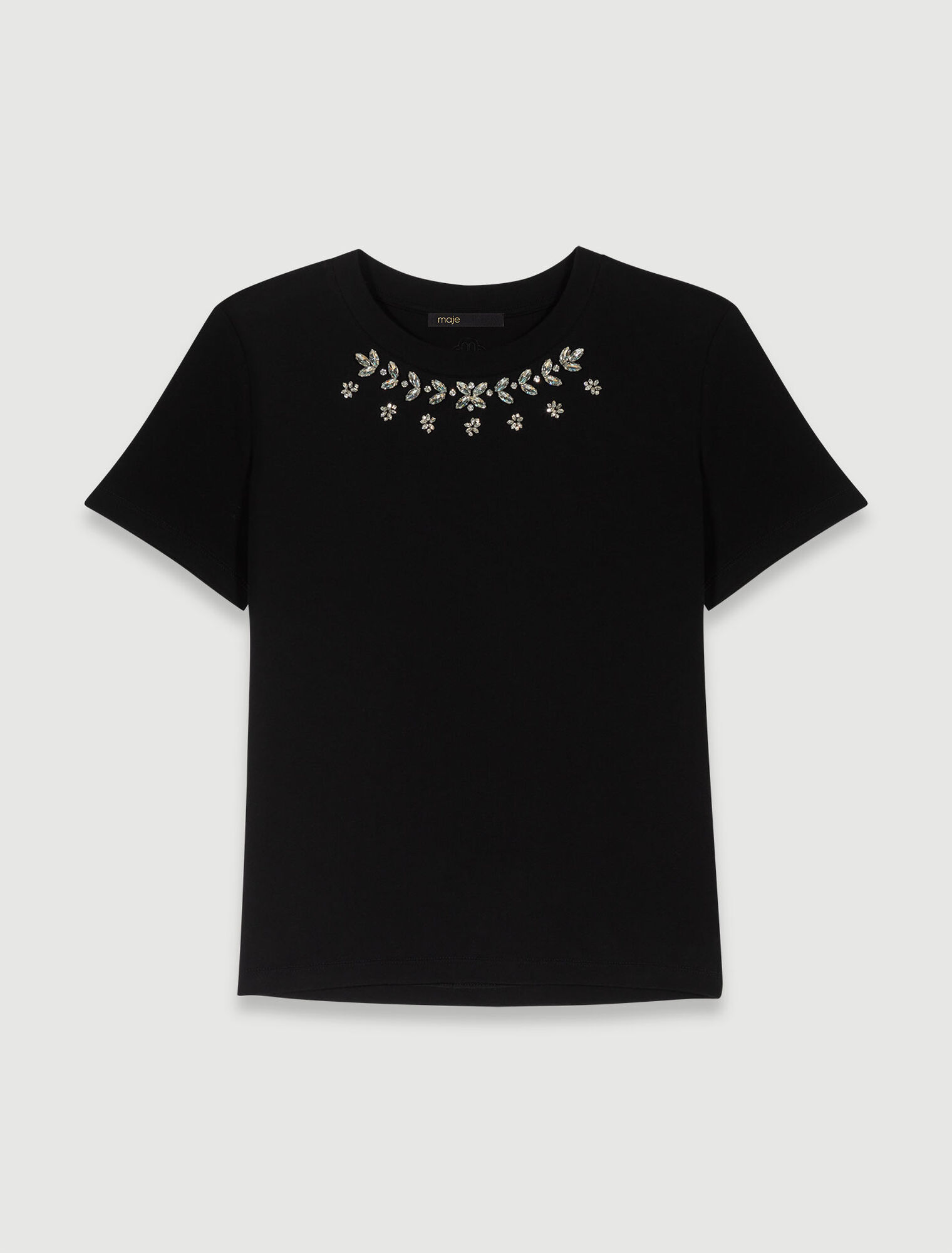 100% cotton T-shirt with rhinestones
