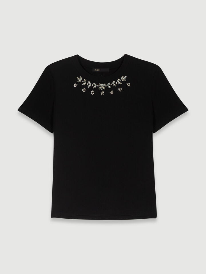 100% cotton T-shirt with rhinestones