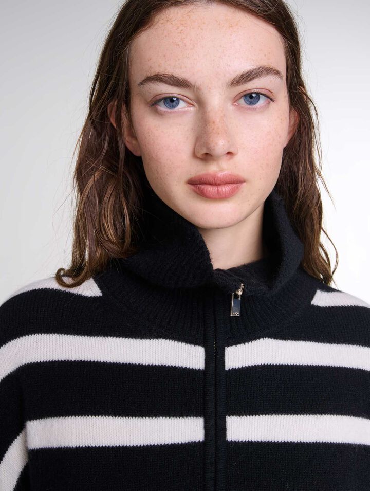 Stripe print high-neck jumper