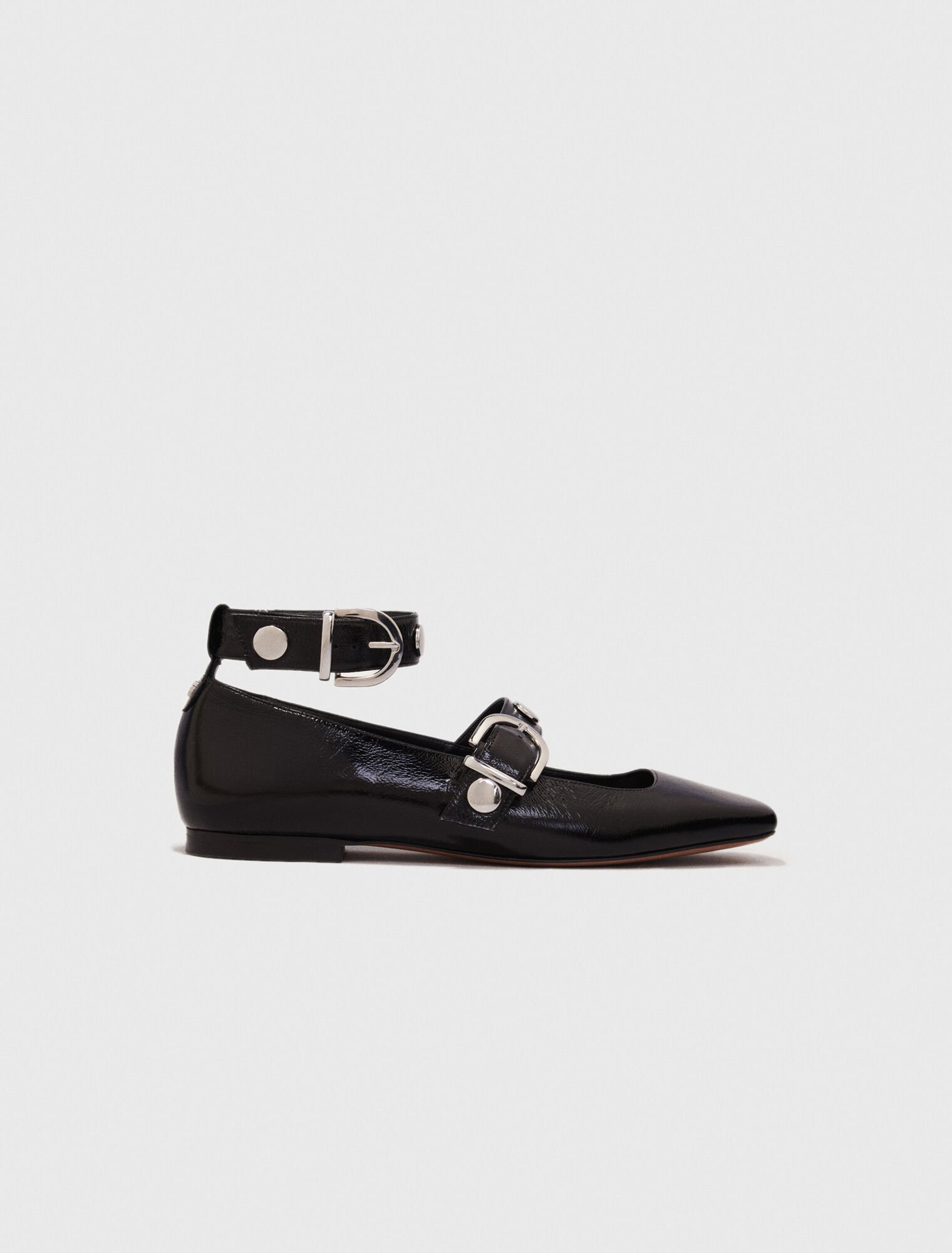 Studded leather Mary Jane flats