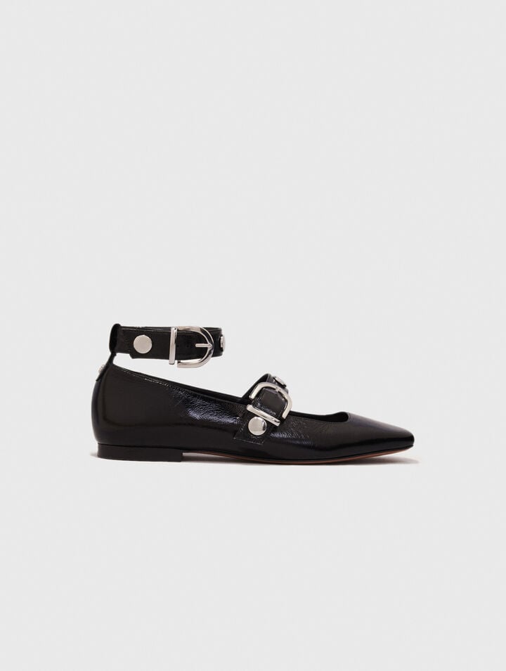 Studded leather Mary Jane flats