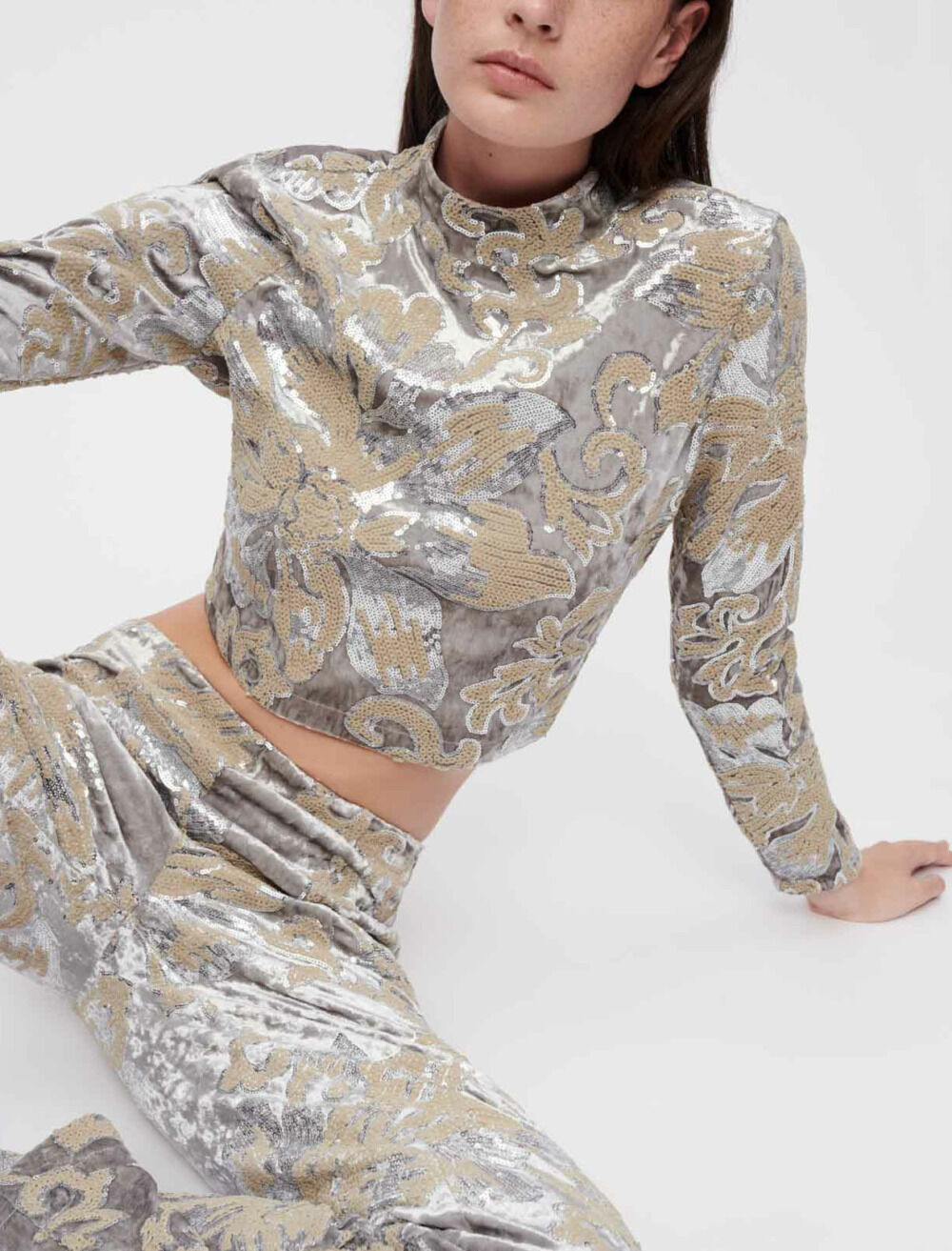 Sequin embroidered top new arrivals