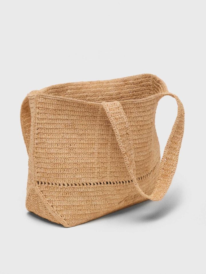 Crocheted raffia tote bag
