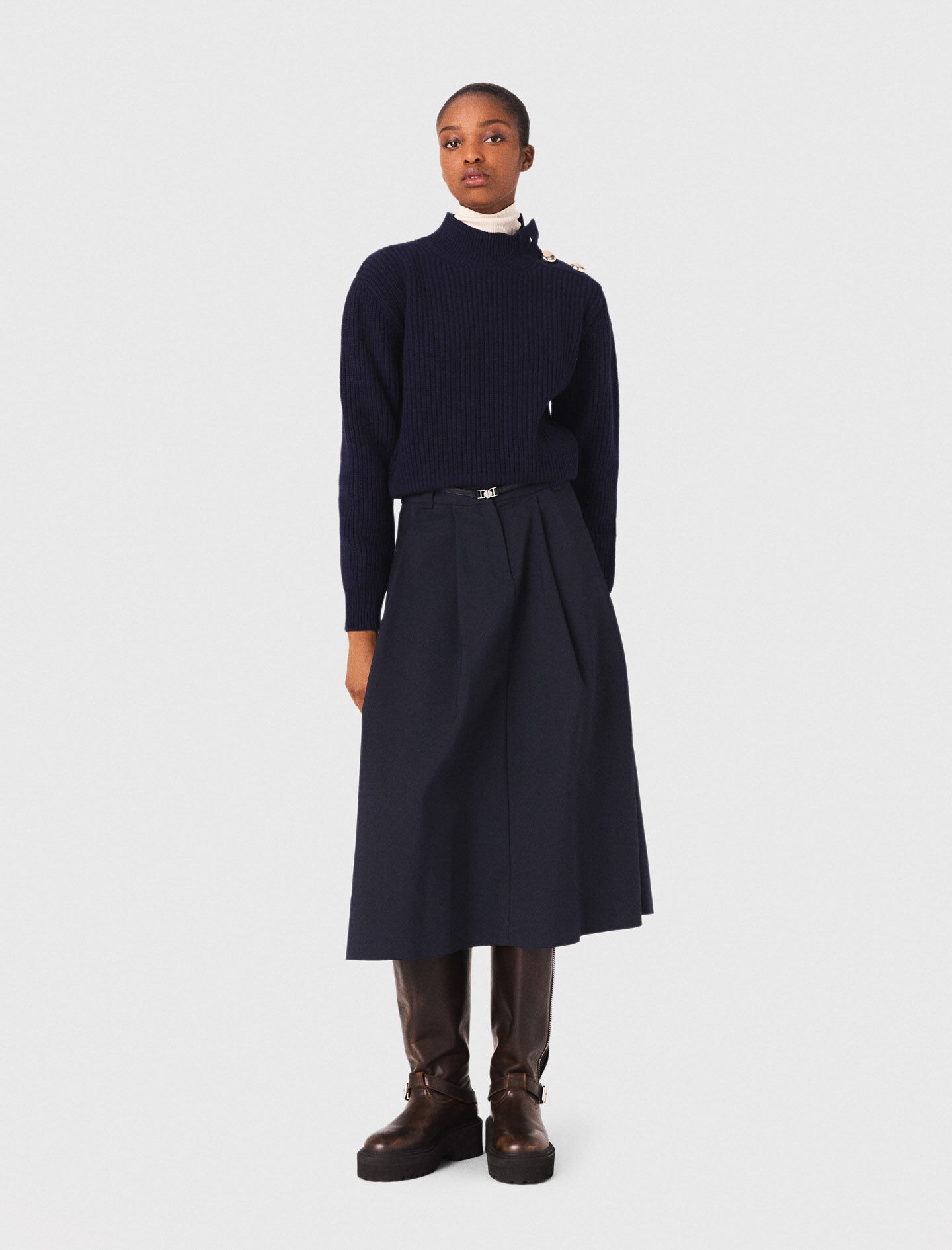 Cardigan with removable beaded collar Black / Gray For Women | Maje