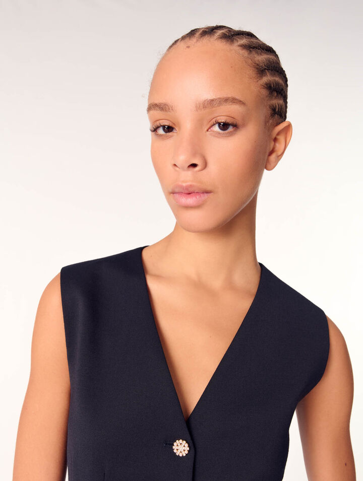 Wool blend sleeveless jacket