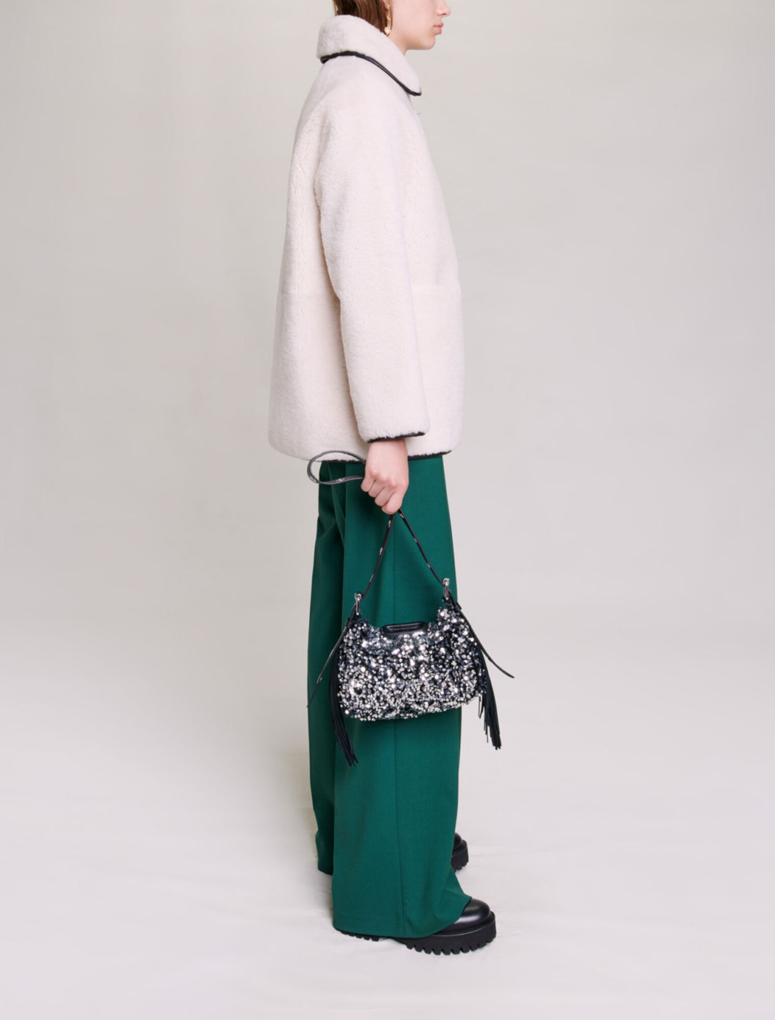 Mid-length shearling coat