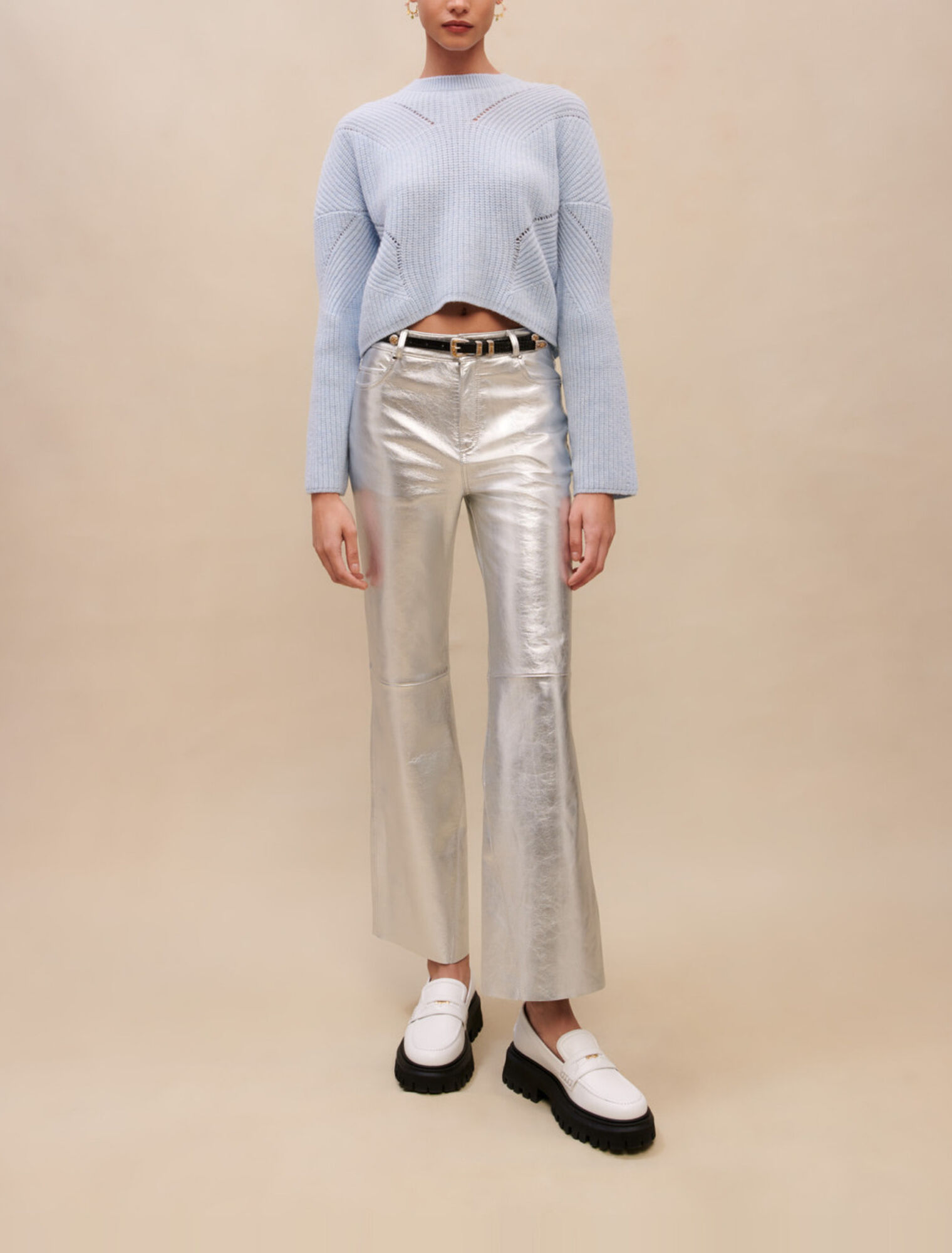 Silver leather trousers