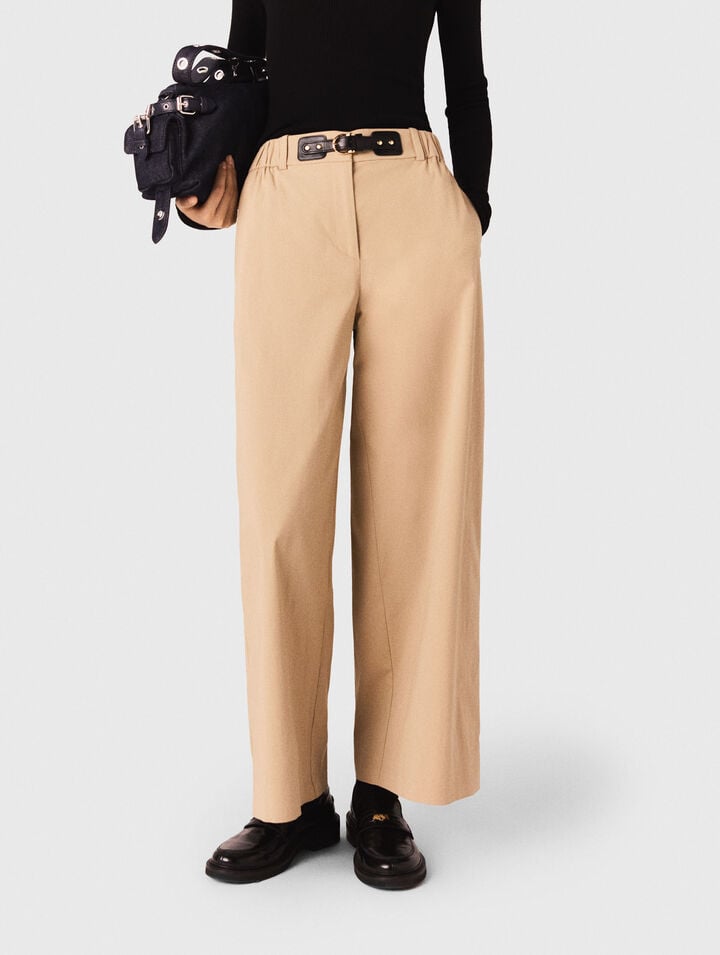 Wide-leg cotton pants