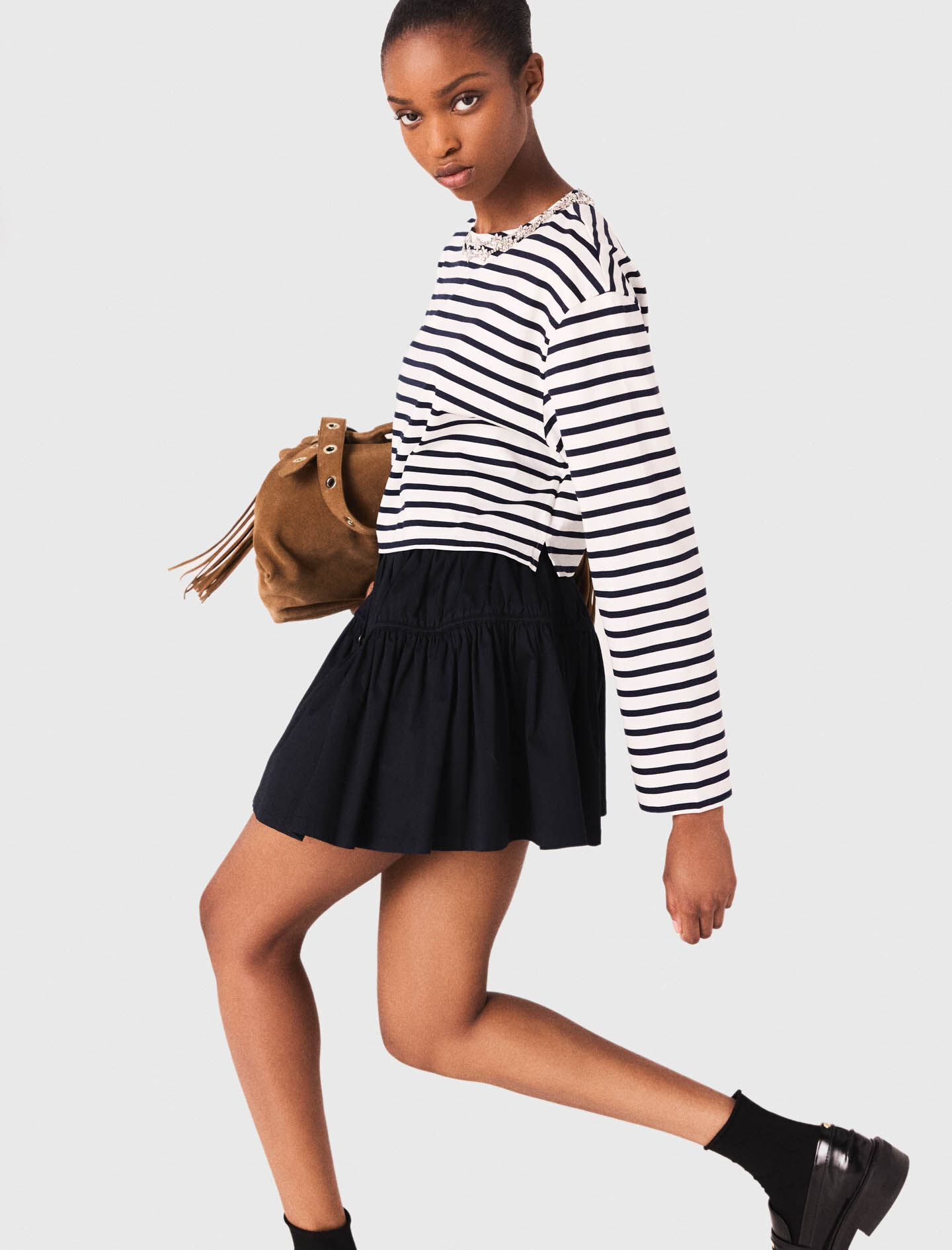 T-MAJE Striped long-sleeved T-shirt Bicolor For Women | Maje