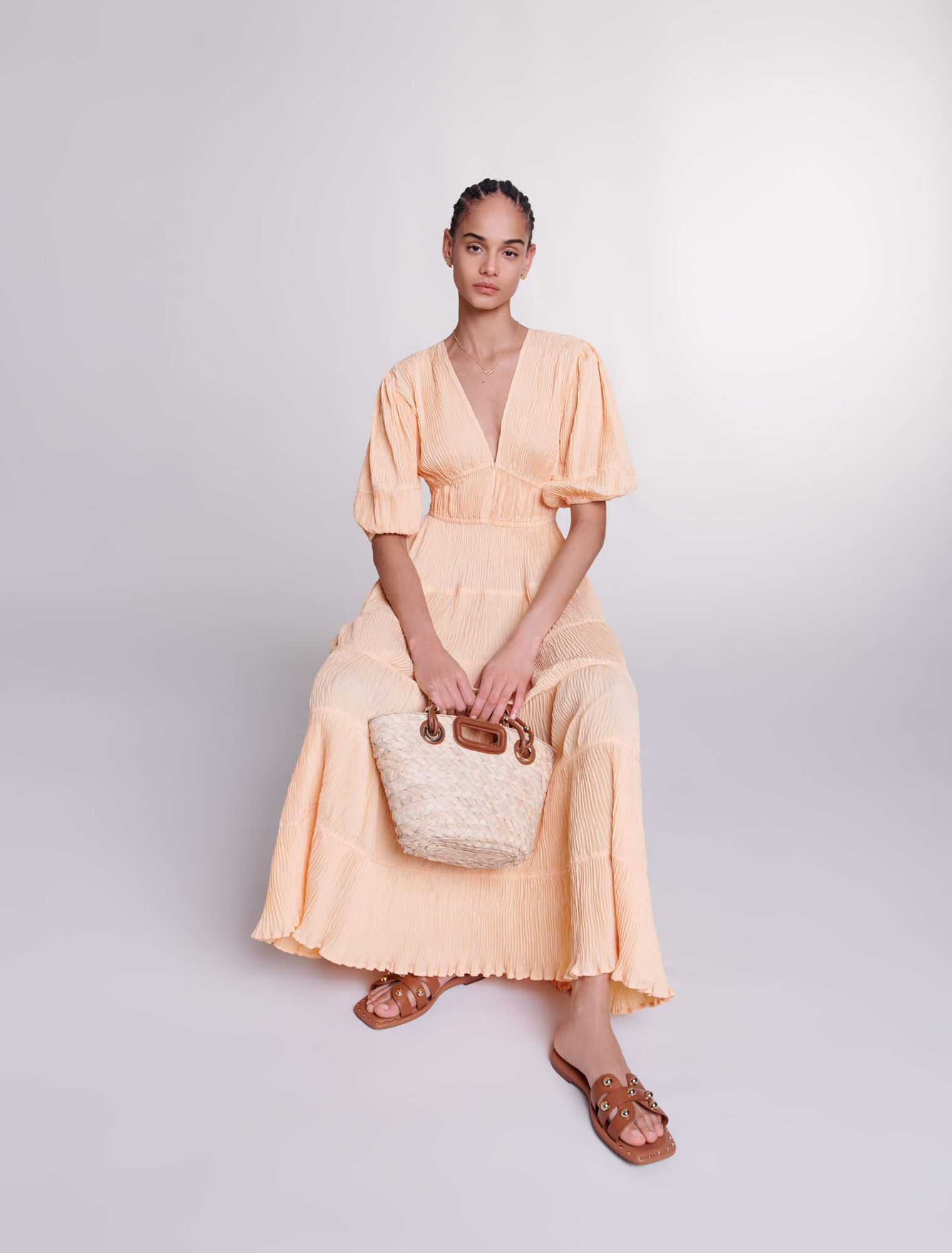 Pleated maxi dress