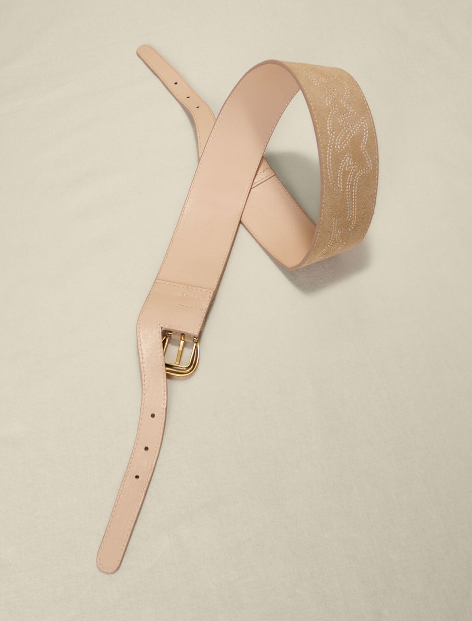 Suede belt with double buckle