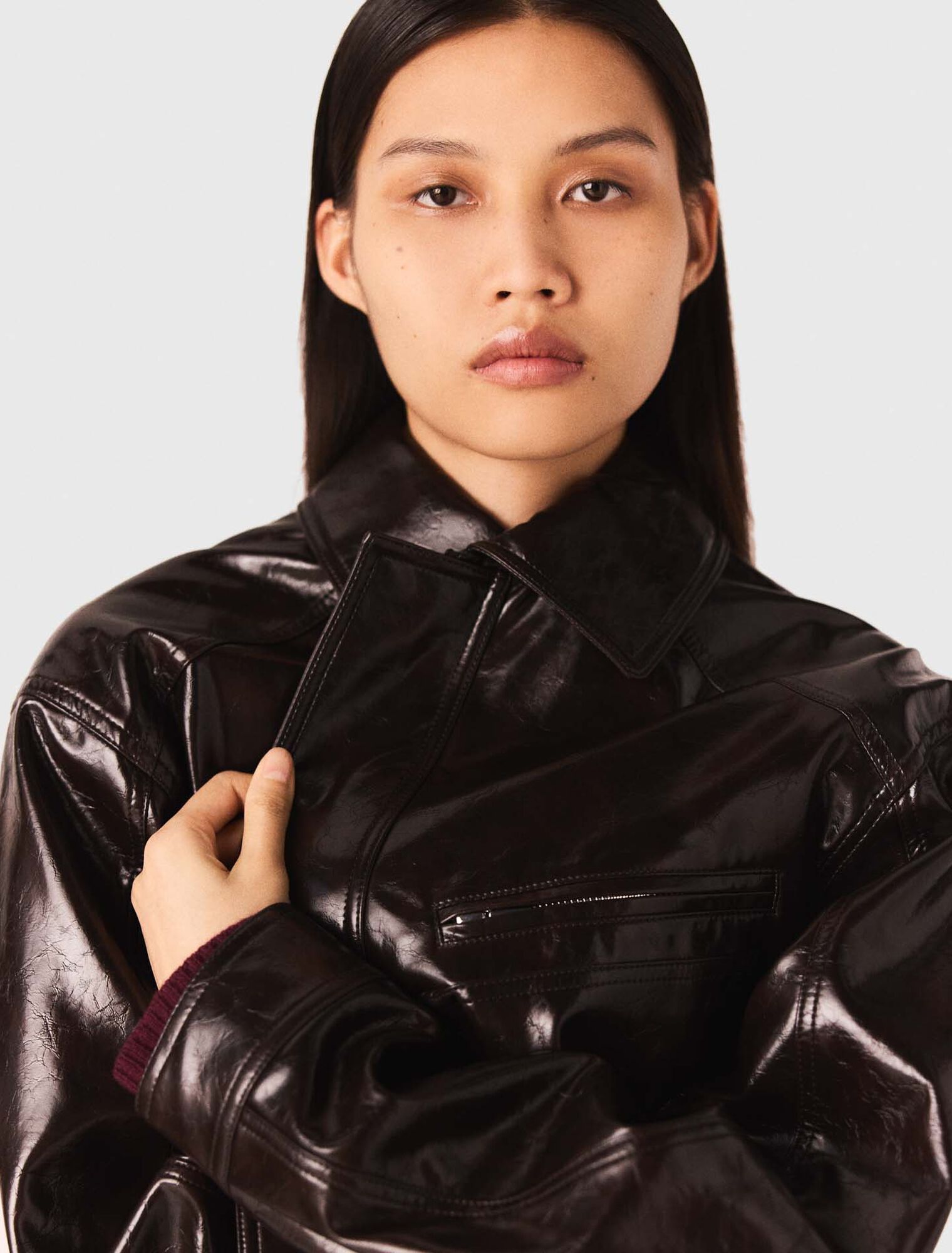 Crackled faux leather jacket