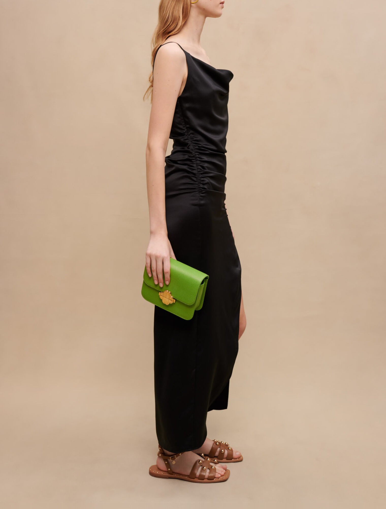 Long draped slit dress