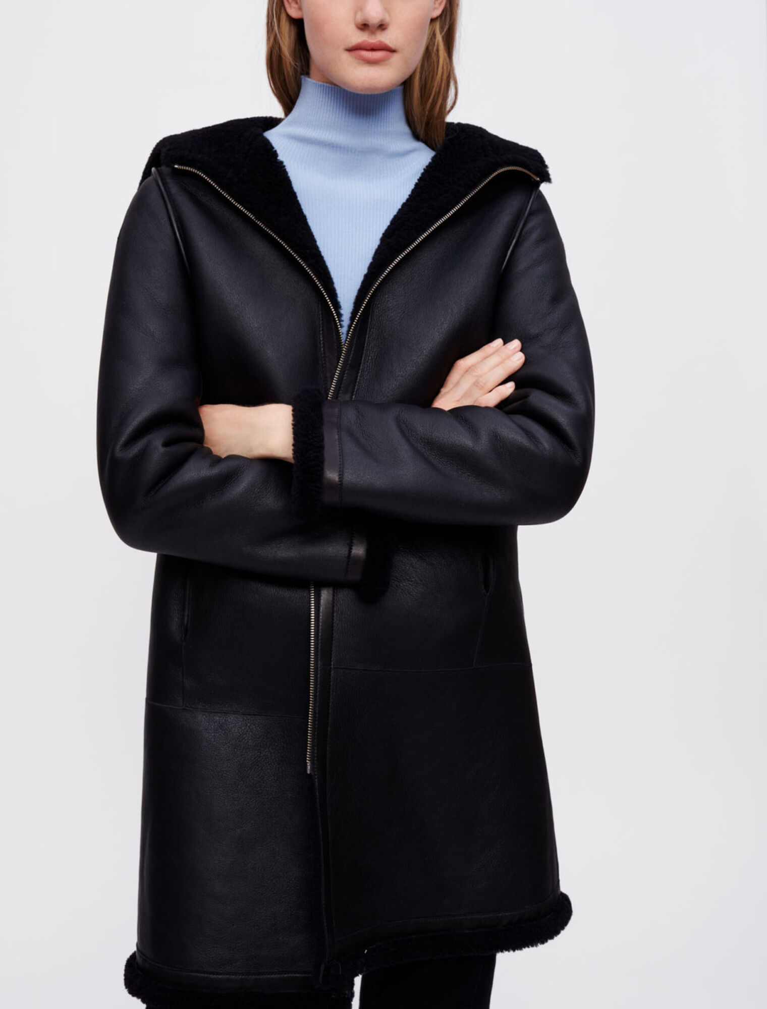 Wool and leather coat