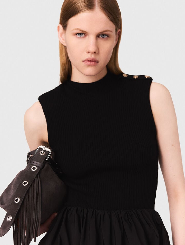 Short mesh and taffeta dress