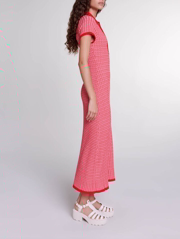 Herringbone knit maxi dress