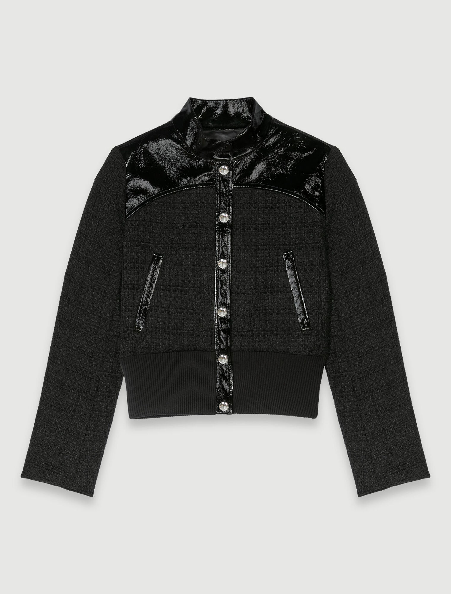 Tweed and vinyl jacket