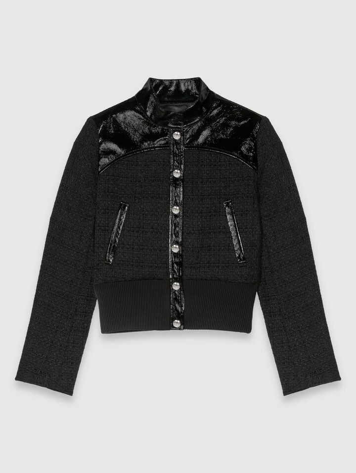 Tweed and vinyl jacket