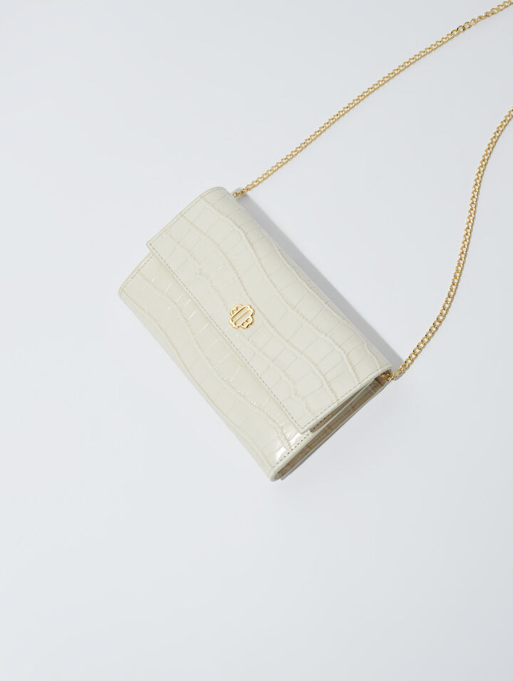 Croc-effect embossed leather bag