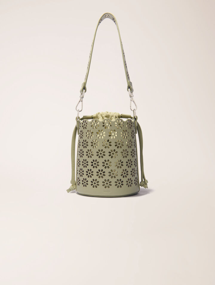 Perforated leather bucket bag