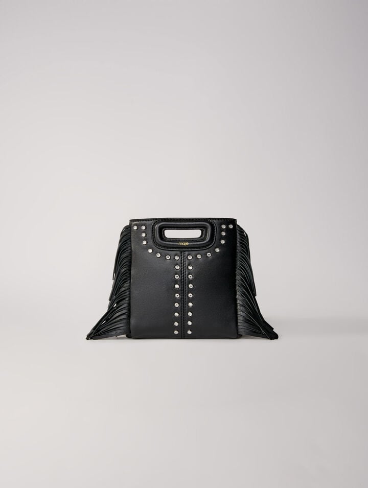 M mini leather bag with fringes