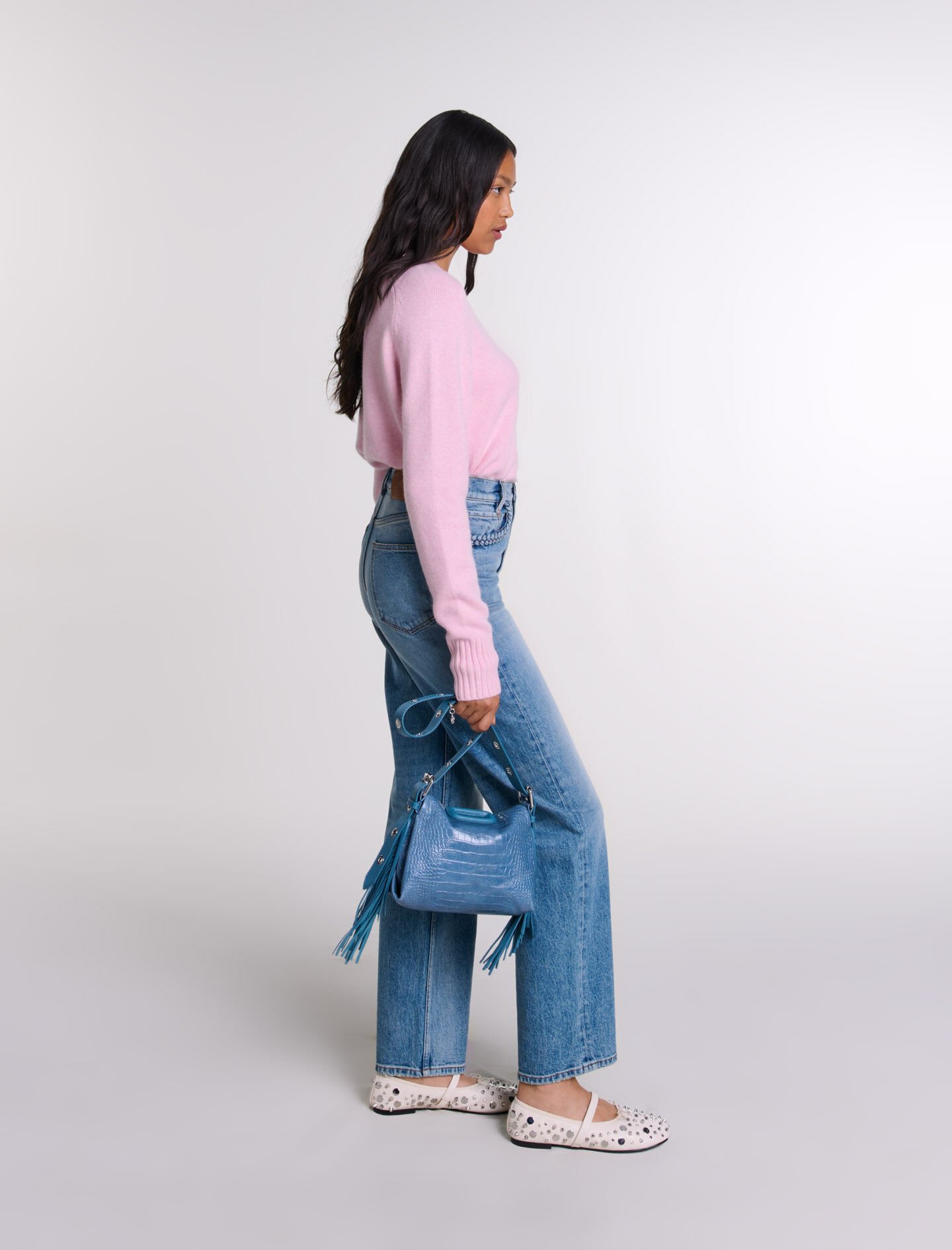 Straight-leg braided detail jeans Blue For Women | Maje Straight-leg braided detail jeans Blue For Women | Maje