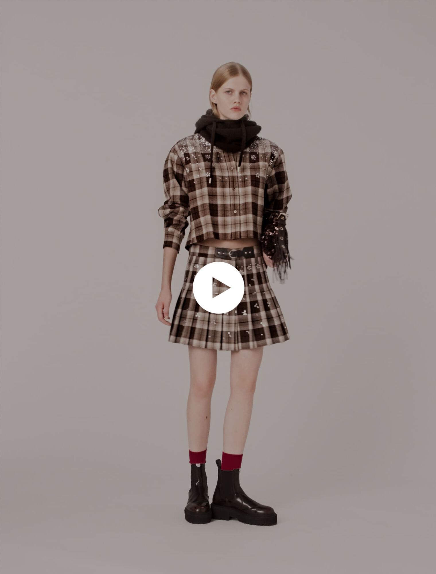 Rhinestone checked shirt Rhinestone checked shirt