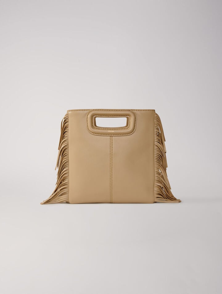 Smooth leather M bag with fringing
