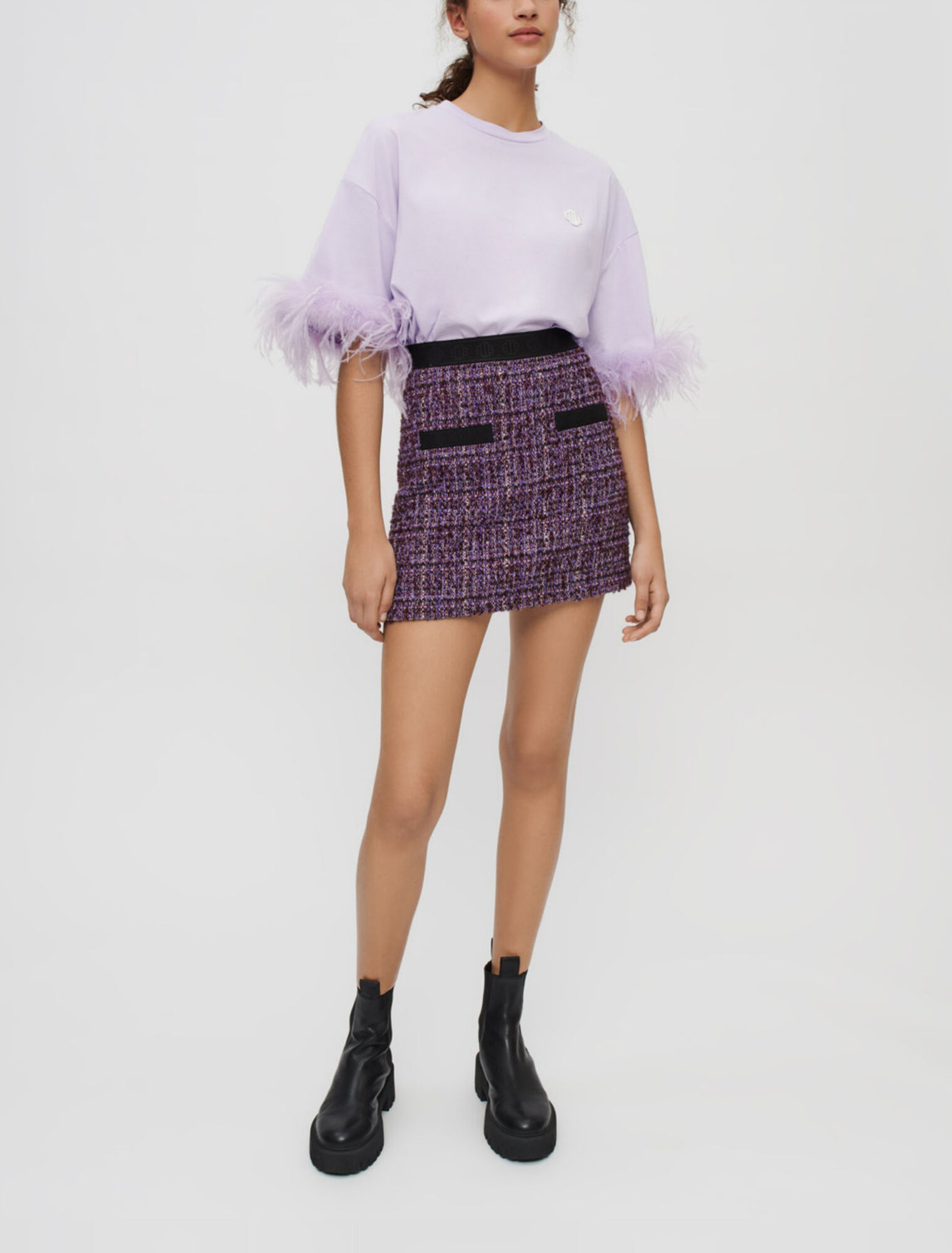 Purple tweed skirt with contrasts