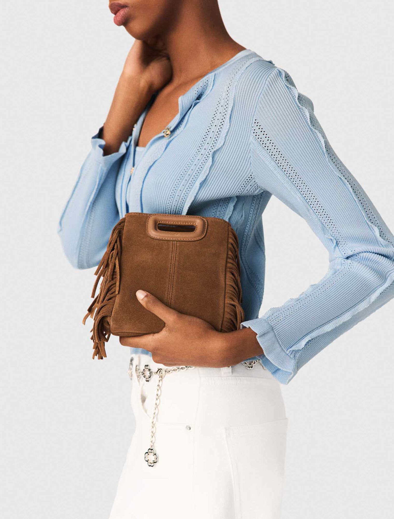 M mini bag in suede leather