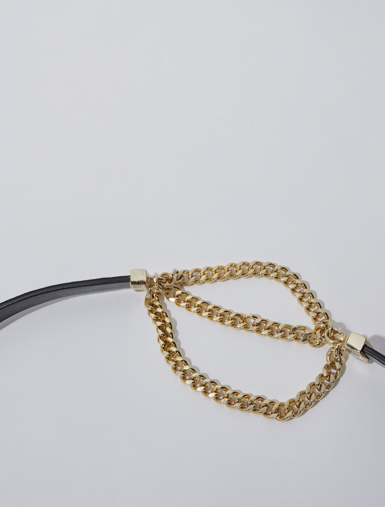 Clover leather and chain belt