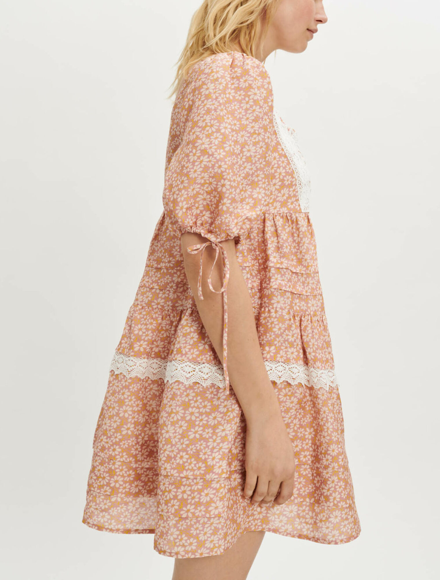 Printed lace braid dress