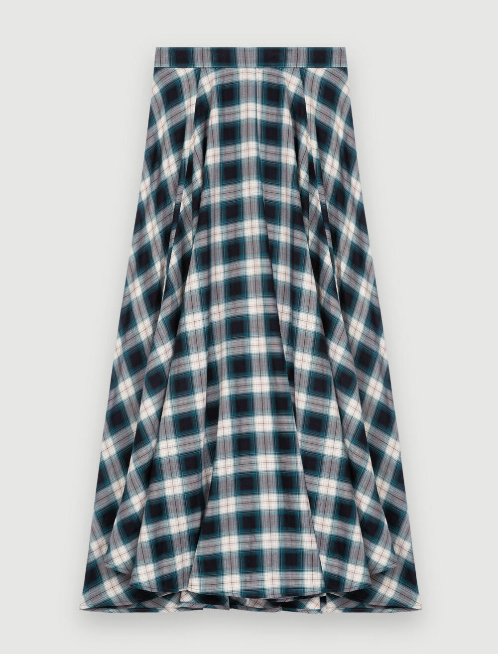 Green and white checked cotton skirt Green For Women | Maje