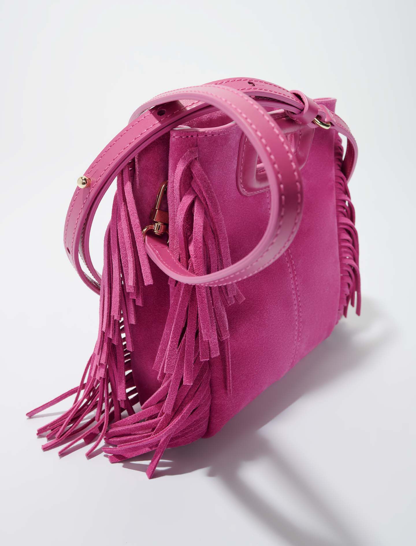【MAJE】フリンジ付きスムースレザー Mバッグ - ピンク Smooth leather mini Miss M bag