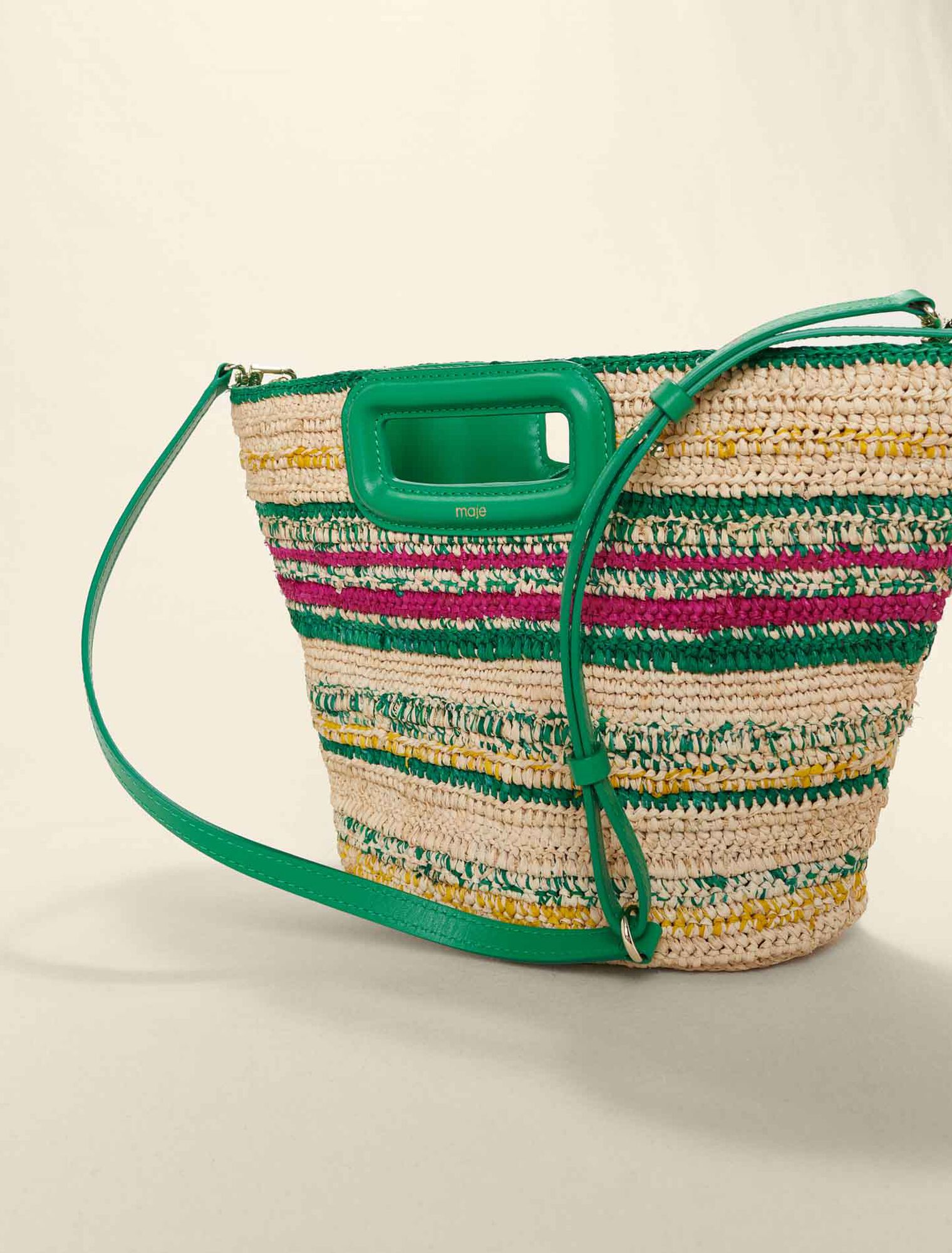 Mini striped raffia basket