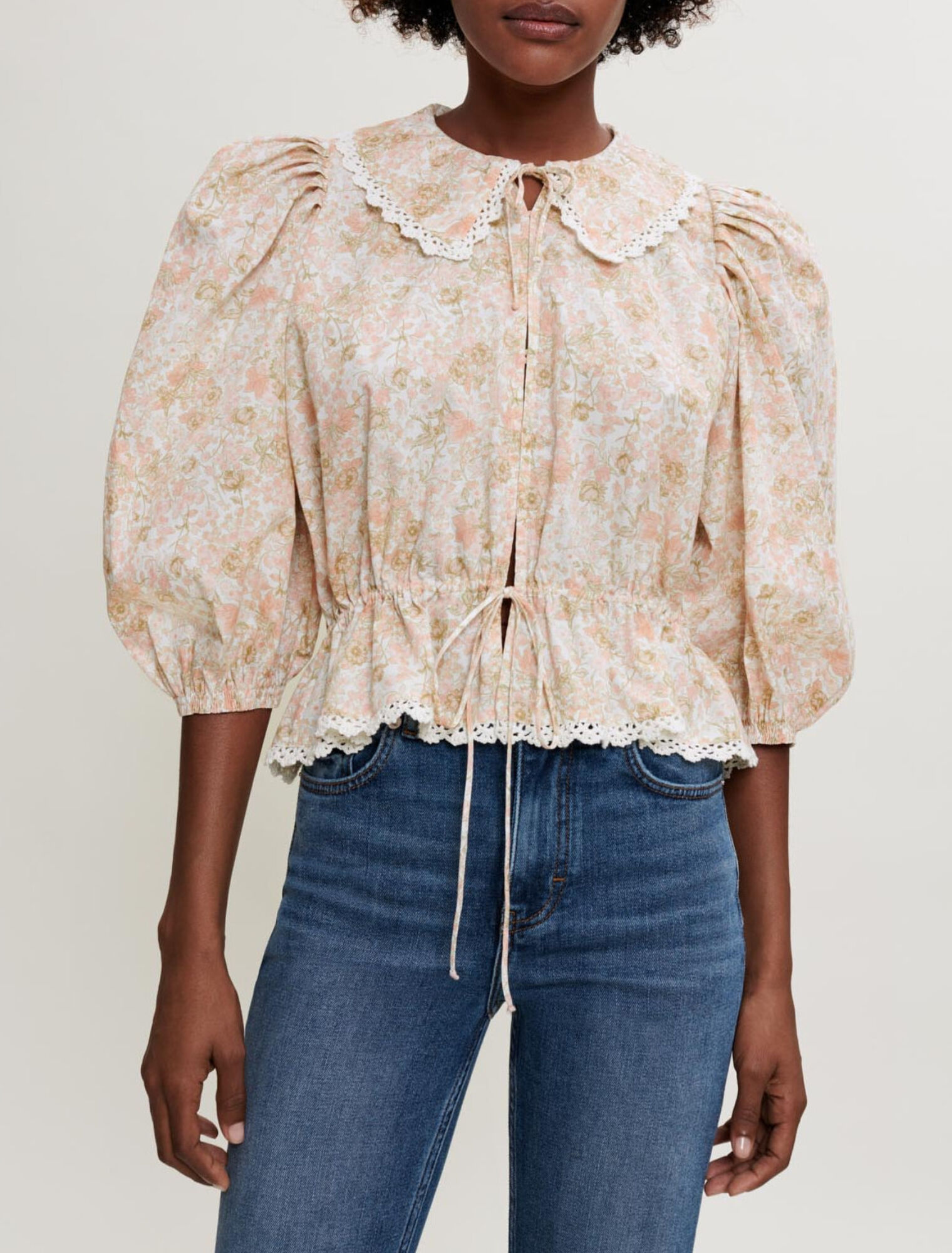 Small flower print cotton shirt