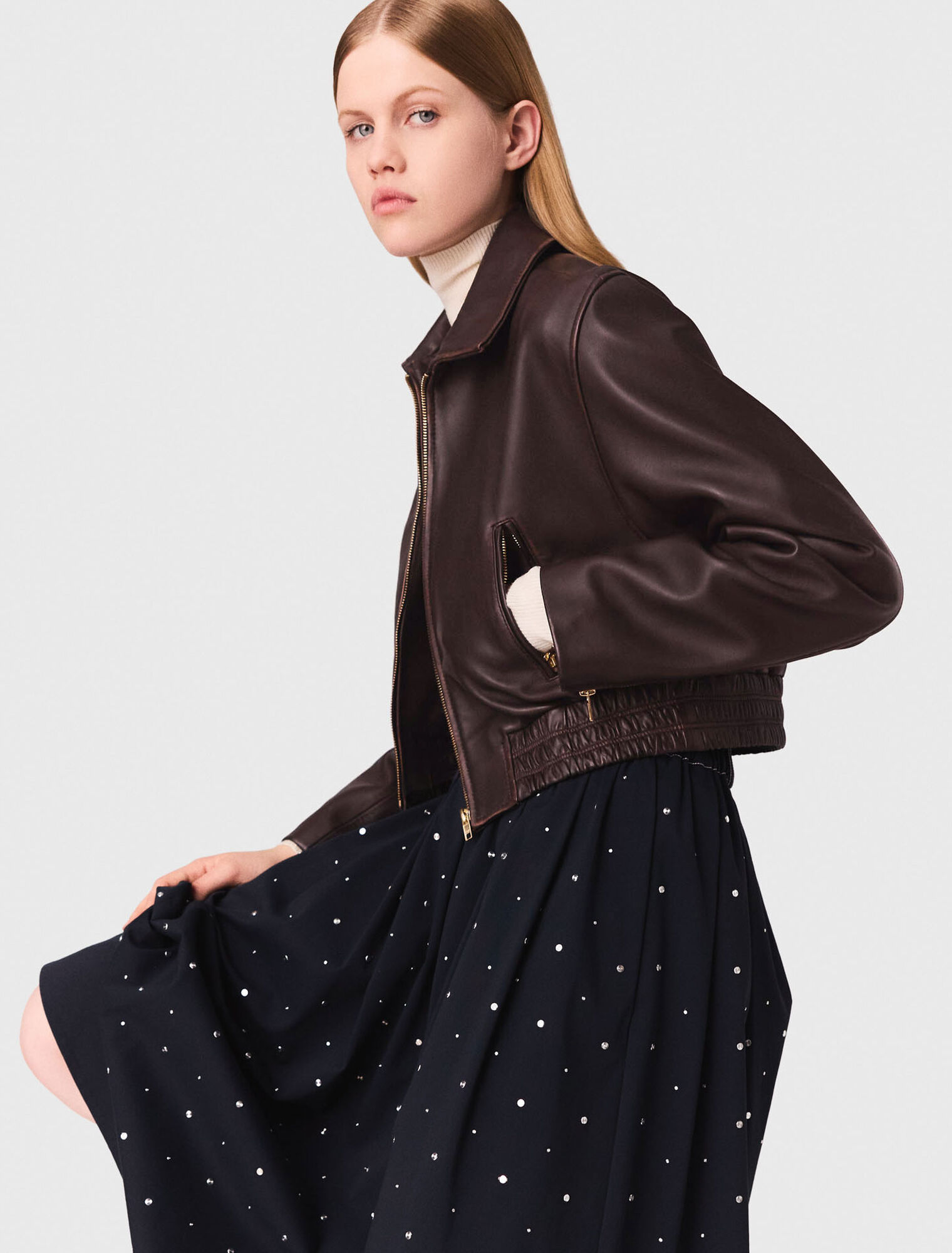 Vintage leather cropped jacket