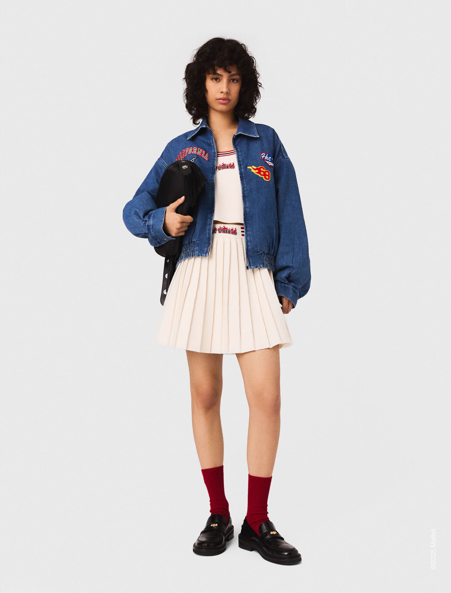 Oversized embroidered denim jacket