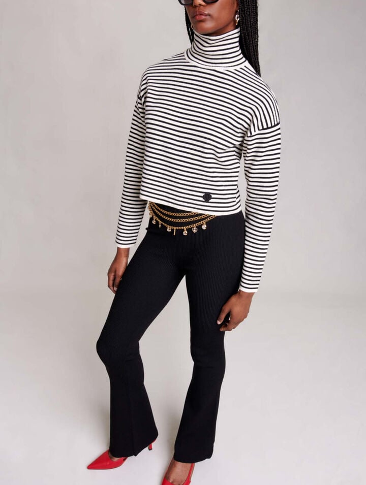 Trousers in ribbed knit
