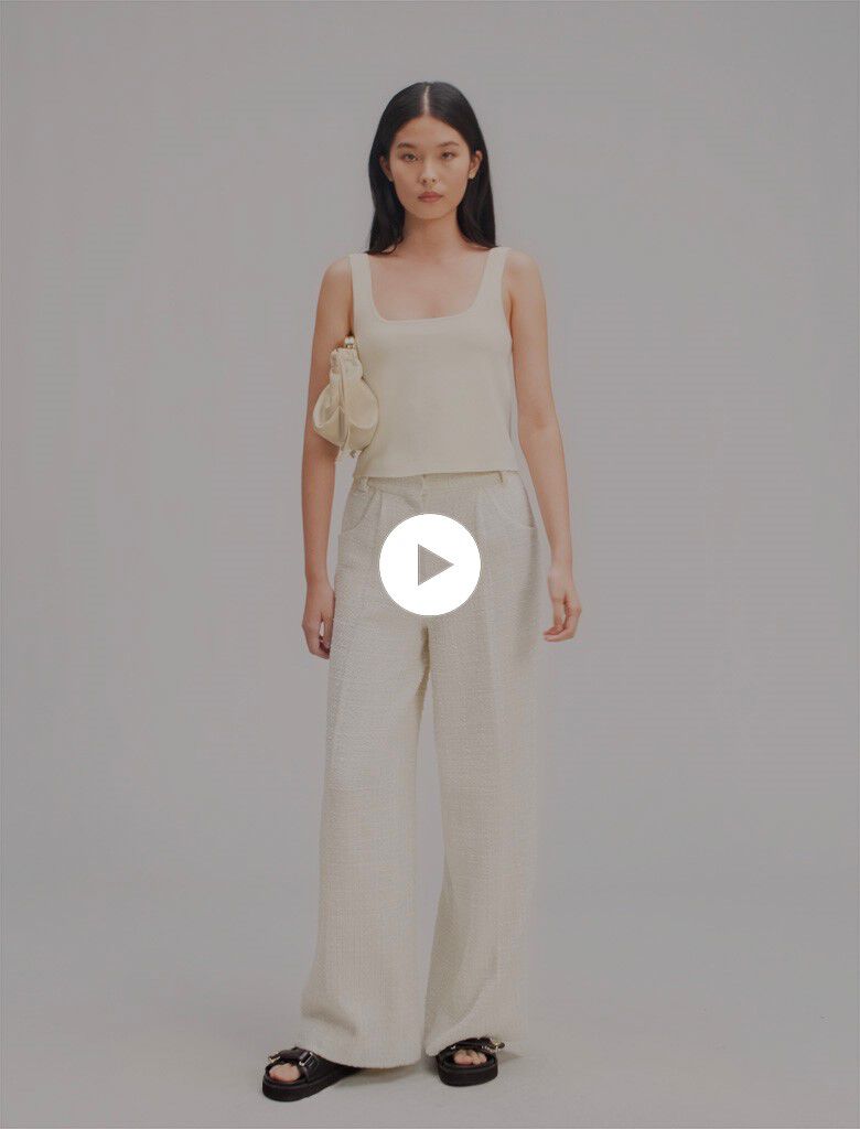 Wide-leg tweed trousers White For Women | Maje