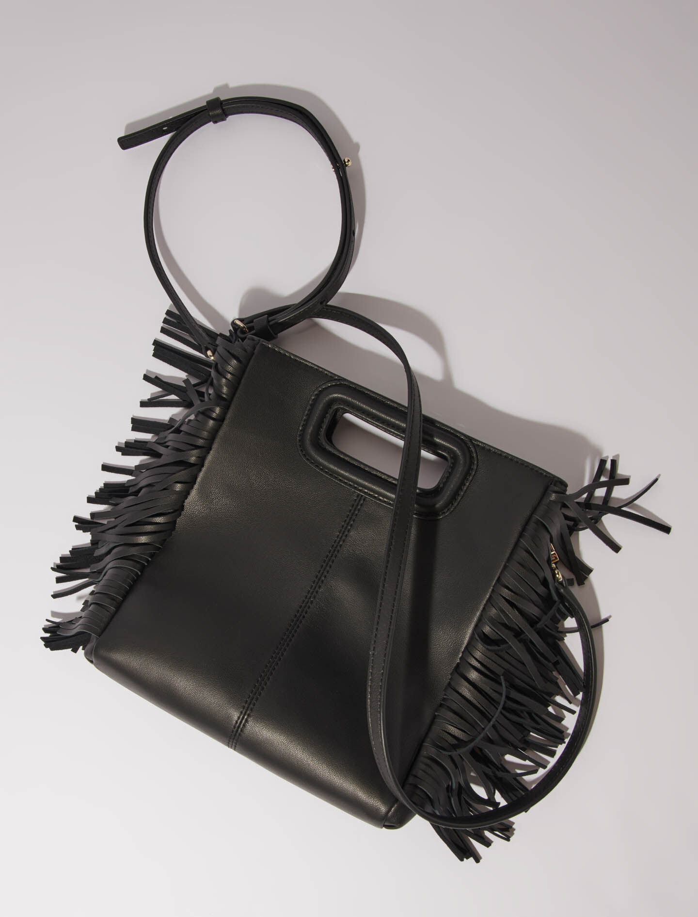Studded leather M bag Black / Gray For Women | Maje