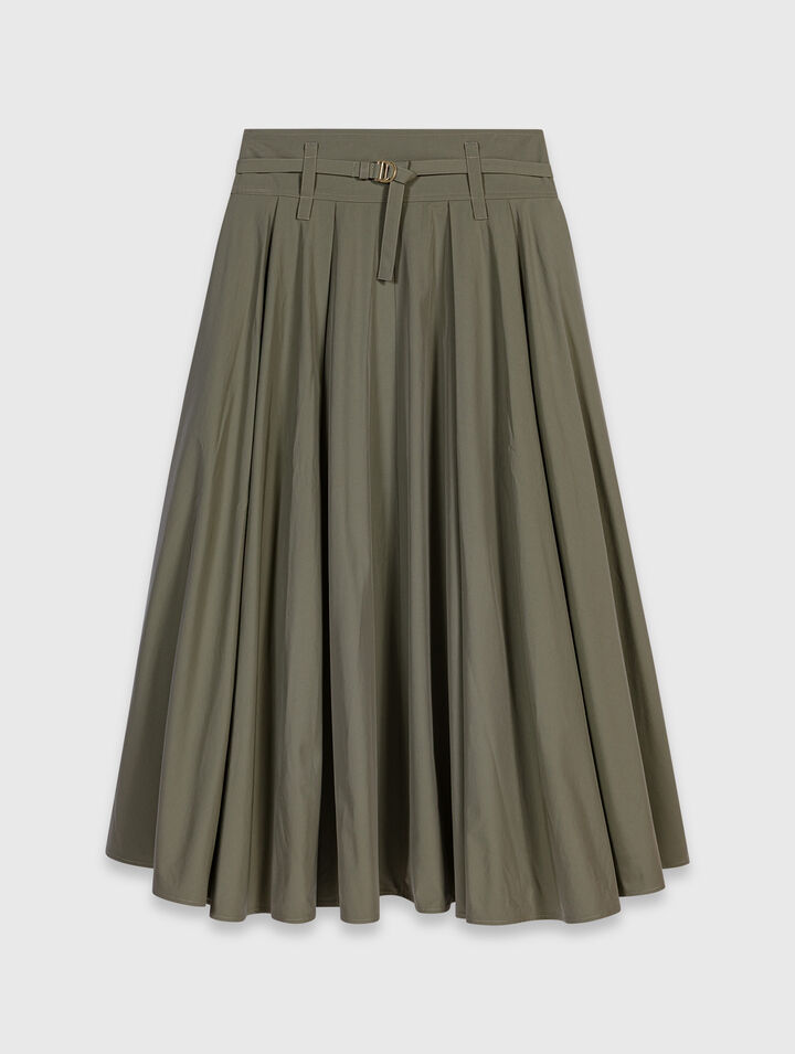Cotton pleated maxi skirt
