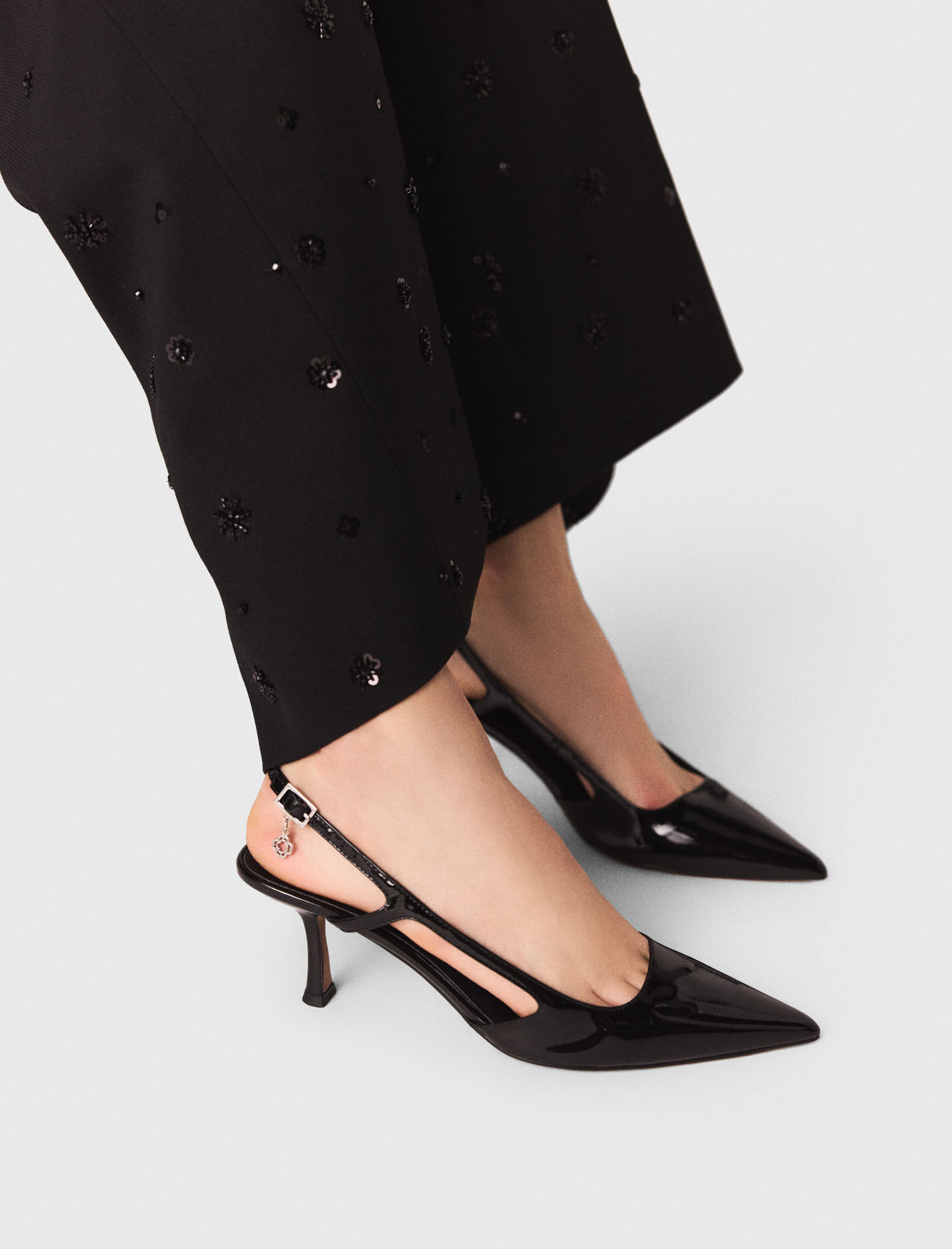 マーシー Patent leather slingback pumps Black / Gray For Women | Maje