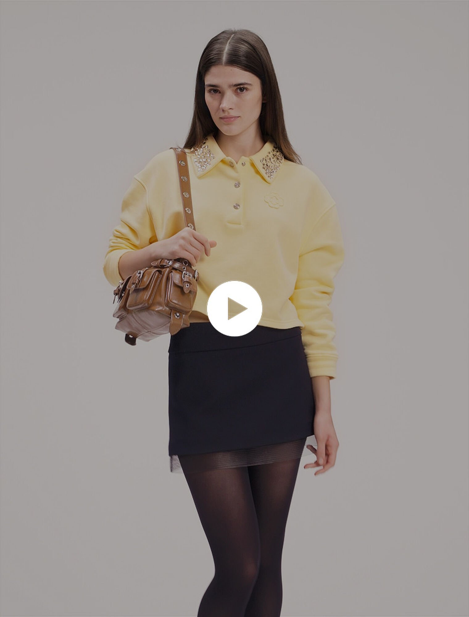 Jewellery collar cropped sweater