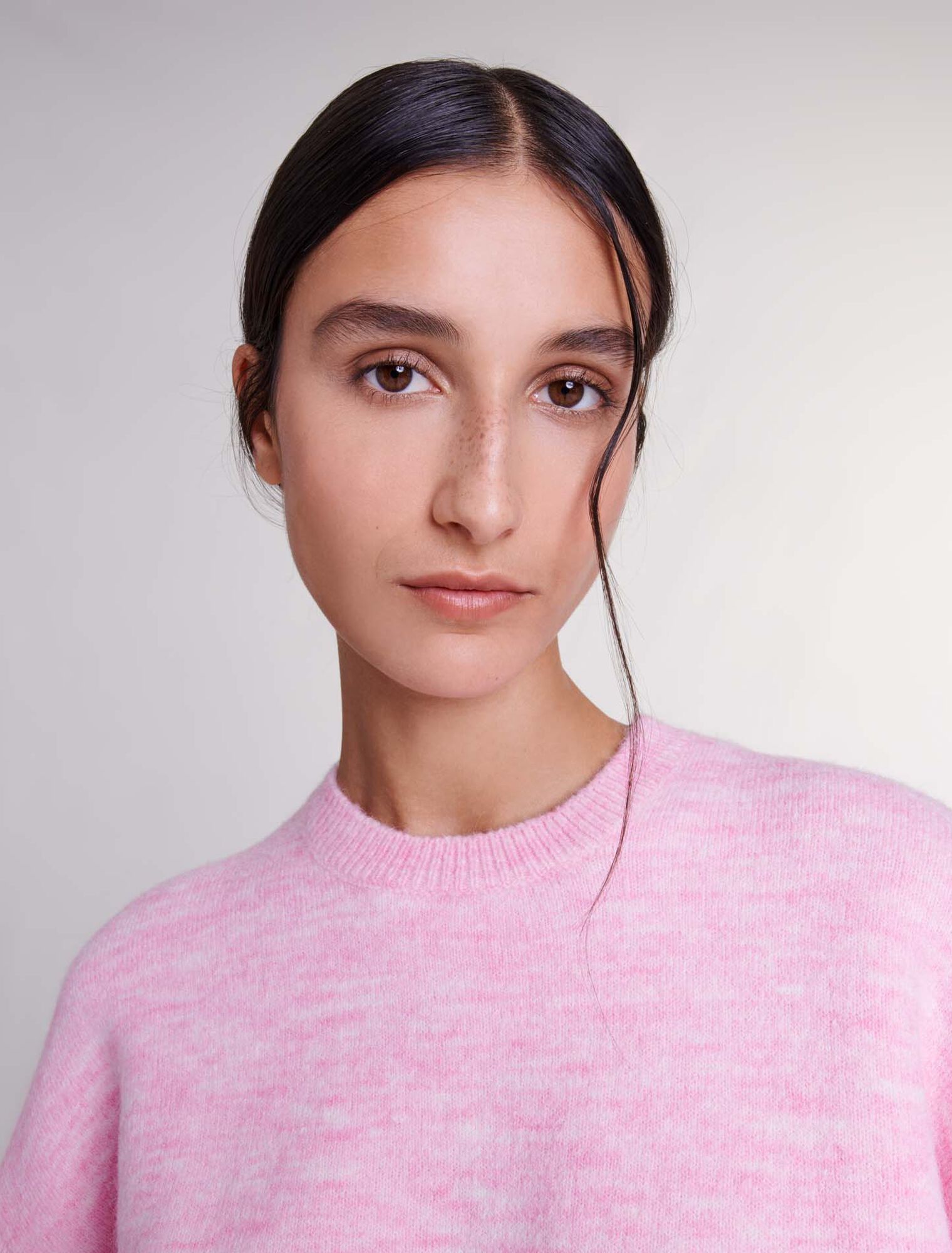 Cropped knit jumper with drawstring
