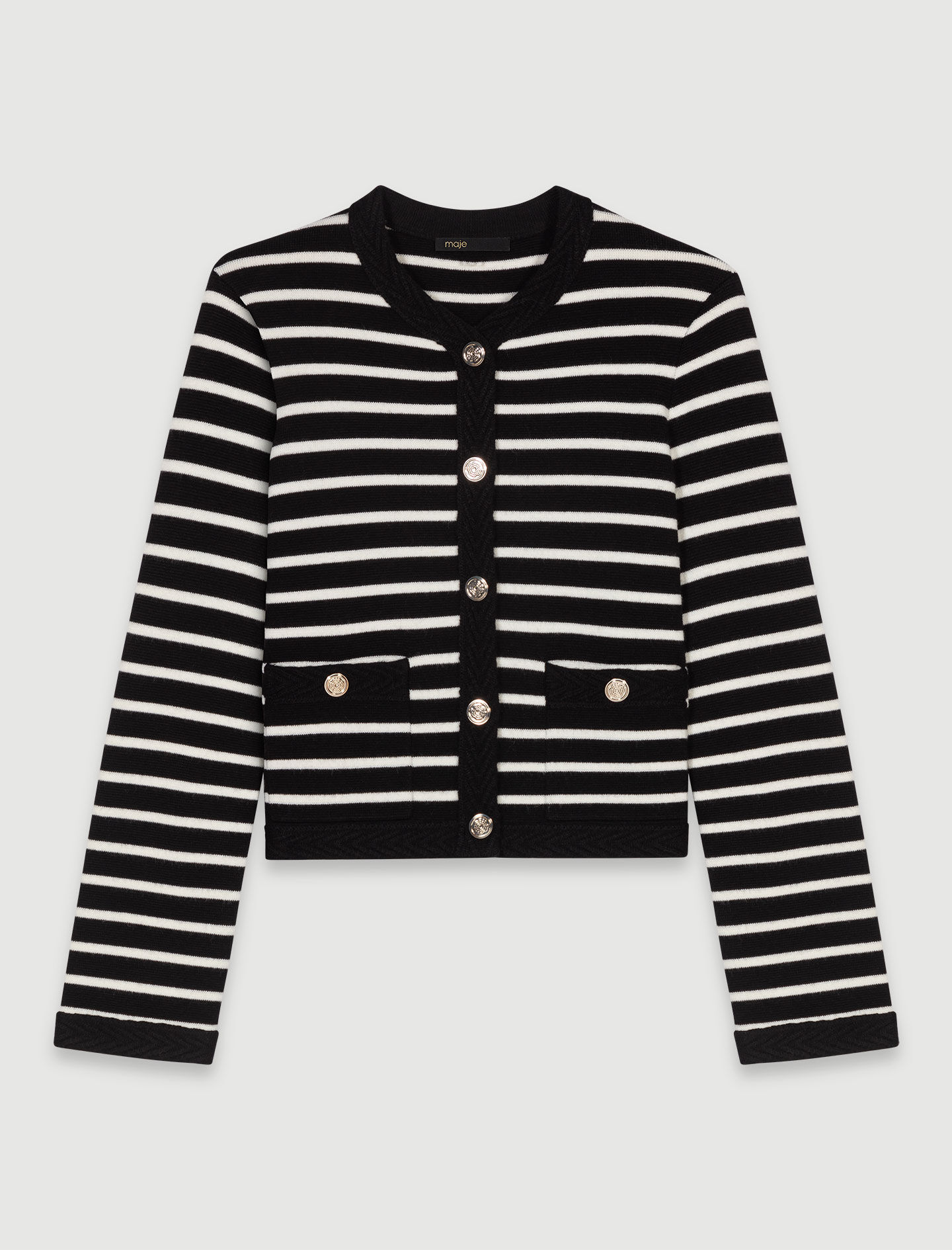 【売れ筋】 For Gray / Black cardigan Striped Women Maje | トップス