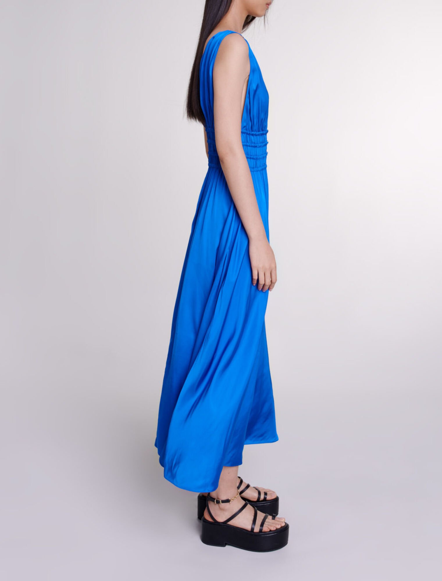 Openwork satin-effect dress