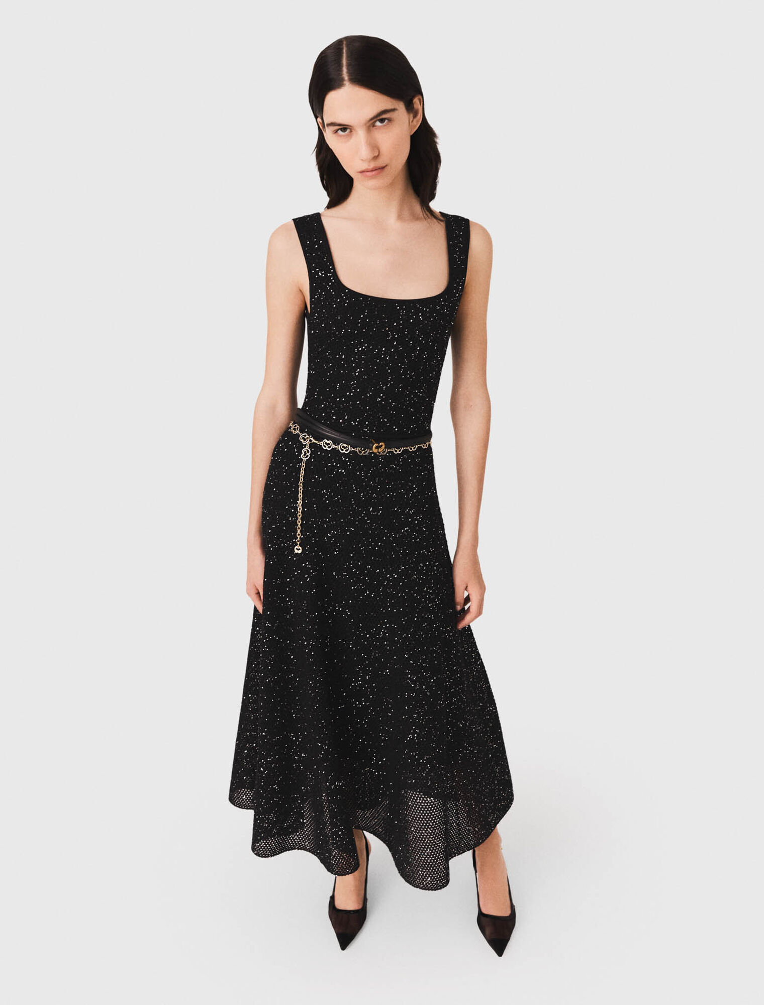 Rhinestone knit maxi dress