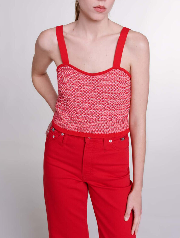 Herringbone knit twin set